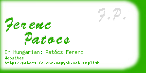 ferenc patocs business card